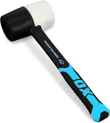 OX Combination Rubber Mallet - 24 oz | Spring-resistant, abrasion-resistant rubber mallet with ergonomic fiberglass handle for tiles and general use.