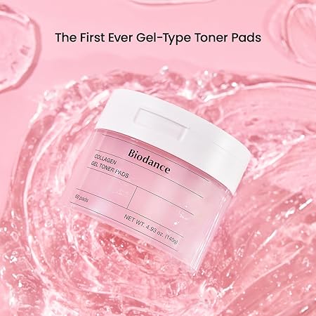 BIODANCE Collagen Gel Toner Pads 60 Counts | Non-Irritating Hydrogel Pads | Pore Minimizing, Improving Elasticity & Exfoliating | Korean Toner Pads for Sensitive Skin | Korean Skincare