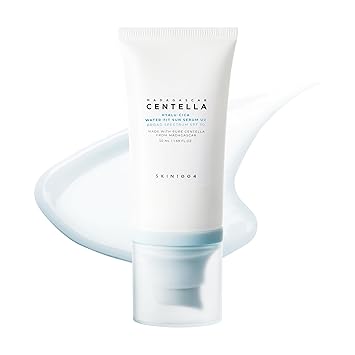 SKIN1004 Centella Hyalu-Cica Water-Fit Sun Serum UV, Korean Sunscreen SPF 50, Centella Sunscreen, Travel Essentials, Sunscreen with Hyaluronic Acid, No White Cast, Korean Skin Care, 1.69 fl.oz / 50ml