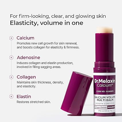Dr.Melaxin Cemenrete Calcium Multi Balm Stick – Under Eye & Face Wrinkle Care, Firming & Hydrating Balm with Collagen, Smooth Makeup Prep & Instant Glow – Korean Skincare (9g)