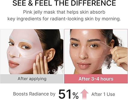 medicube Salmon DNA PDRN pink collagen jelly gel mask | overnight face mask for glass glow skin- elasticity, hydrating, firming and moisturising | korean skincare, 28g, 4ea