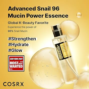 COSRX Snail Mucin 96% Repairing Serum, Hydrating Serum for Face with Snail Secretion Filtrate for Dull Skin & Fine Lines, 100ml, Korean Skin Care
