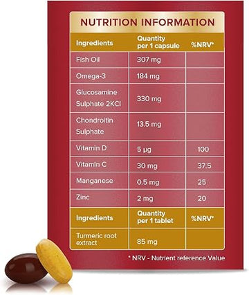 Seven Seas JointCare Plus Turmeric, with Omega-3, Glucosamine, Chondroitin, Vitamins C and D, Manganese and Zinc, Food Supplements, 30-Day Pack