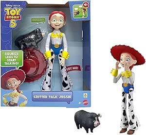 Mattel Disney and Pixar Toy Story 5 Critter Talk Jessie, 12 Inch Posable Action Figure Toy & Jimmy Dean, 35 Plus Movie Sounds & Phrases, English version, JKL99