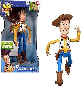 Mattel Disney and Pixar Toy Story 5 Running Woody 12 Inch Action Figure with 50 Plus Movie Phrases and Sounds, Movie-Accurate, JKL95