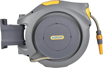 HOZELOCK - Auto Reel 30m wall-mounted hose reel : Easy to Install, Lock, Auto-rewind, Ready-to-use Reel With Nozzle, Fittings, Hozelock Hose and Accessories Included - 5 Year Guarantee