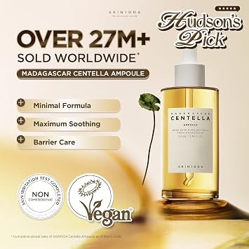 [Hudson's Pick] SKIN1004 Madagascar Centella Ampoule, Korean Face Serum with Centella Asiatica for Hydrating & Moisturizing, Soothing Facial Serum for Skin Balance, Korean Skin Care, 3.38 fl.oz, 100ml