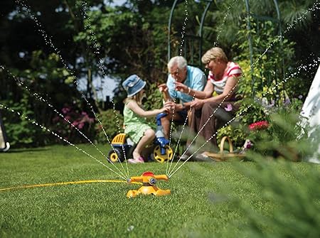 HOZELOCK - Sprinkler Rotating Plus 254 m²: Spray Sprinkler on Sled for Medium-sized Surfaces (ø 18m): 2 Spray Patterns for Even Coverage Watering [2520P0000]