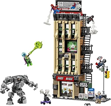 LEGO | Marvel Spider-Man vs. Mysterio: The Daily Bugle Building - Superhero Toy w/a Mech Action Figure & 7 Minifigures - Birthday Gift for 10+ Year Old Boys & Movie Fans - 76342