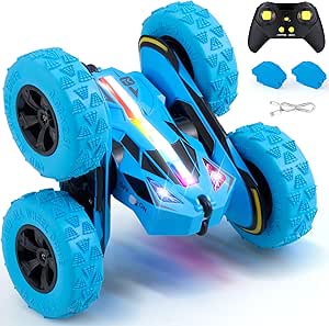Threeking Remote Control Cars RC Stunt Flip Car Crawler Toys for Kids 6+ | Quick-Swap Modular Battery, Double-Sided Stunt RC Car, Durable, Auto Demo, Soft Lights – Gifts for Boys Girls Ages 6-12